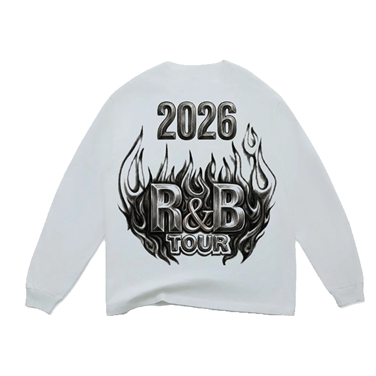 Chris Brown R&B Tour Flame White Longsleeve Tee