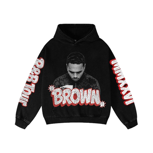 Black hoodie with graphic design 